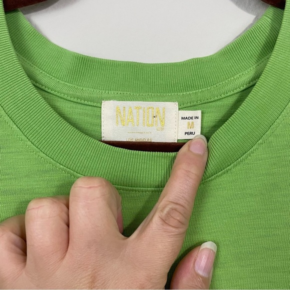 Nation LTD Blythe Origami Sleeve Boxy Tee in Envy Green Size Medium - Picture 6 of 7